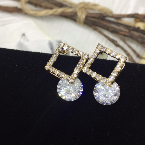 Jewelry - Square Diamond Drop Earrings